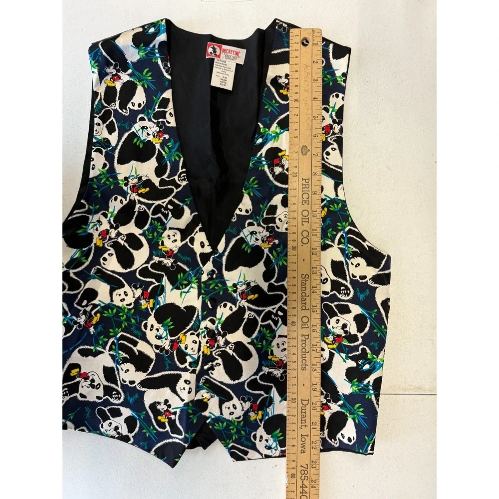 Vintage Mickey Inc Disney‎ 100% Silk Vest Black Men's Large Mickey Mouse